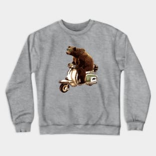 bear riding a vespa scooter Crewneck Sweatshirt